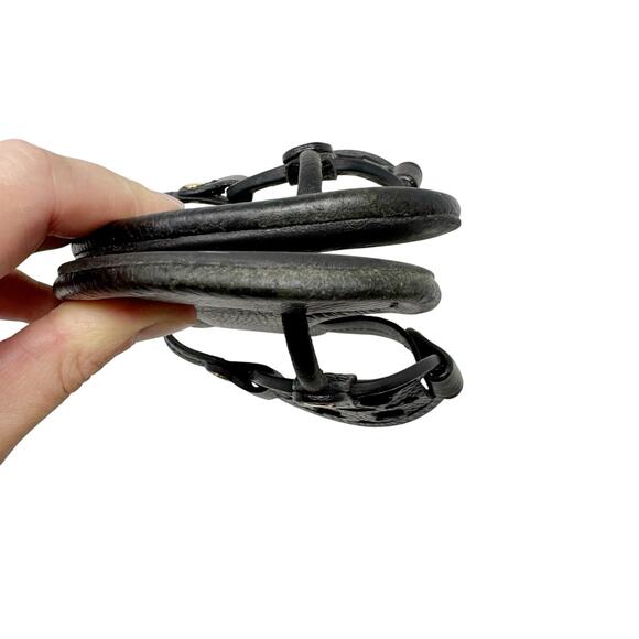 TORY BURCH Black Pebbled Leather Miller Sandals Slides Flip Flops Size 6.5 - Picture 5 of 9